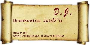 Drenkovics Jolán névjegykártya